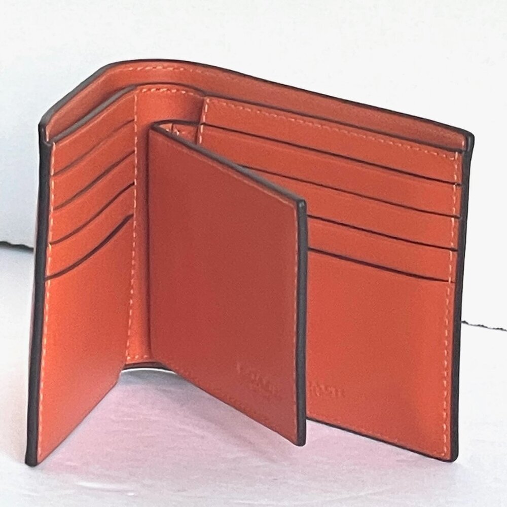 Coach CH084 3 In 1 Wallet Coach Stamp Mens Refined Calf Leather Bright Orange - Picture 3 of 9